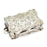 EDWARD SMITH; an early Victorian hallmarked silver vinaigrette of rectangular form with engraved