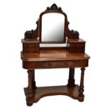 A Victorian mahogany mirrored dressing table, length 108cm.