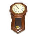 ANSONIA CLOCK CO; an American drop dial wall clock, the circular dial set with Roman numerals,