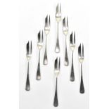 WALKER & HALL; a set of six Elizabeth II hallmarked silver cake forks, Sheffield 1959, approx 7.