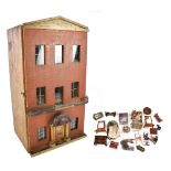 THE TYDD ST MARY DOLLS HOUSE; a mid-19th century painted pine dolls house, originally owned by the