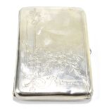 ALEXANDER LOKIN; an early 20th century Russian silver cigarette case, with chased floral