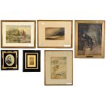 Three 19th century watercolours including a small seascape by Anthony Van Dyke Copley Fielding, an