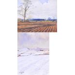 JAMES PURDY; two watercolours, including 'Ploughed Field, Strelley', signed lower left, 24 x 29.5cm,