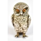 WILLIAM EDWARD HURCOMB; an Edward VII hallmarked silver novelty pepperette modelled as an owl with