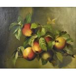 A.W. JOHNSON; oil on canvas, still life of apple branch with apples, signed lower right and dated