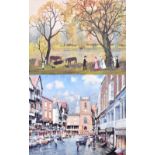 AFTER HELEN BRADLEY (1900-1979); coloured print, park scene, printed signature, 29 x 39cm, framed