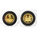 A Sierra Leone 1997 .999 gold $100 Queen Victoria commemorative coin, set with 0.6ct diamond, with