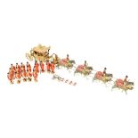 BRITAINS; an Elizabeth II coronation procession model, and a group of painted lead figures.