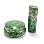 Two white metal cloisonné enamel decorated boxes, one stamped 925, approx 3.2ozt (2).