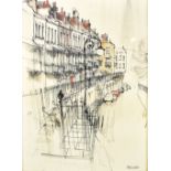 PATRICK COLLINS; pen and ink drawing, 'Clifton, Bristol', signed lower right, 41 x 29cm. (D)