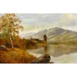 L COLLIS; oil on canvas, Scottish landscape with loch, 59 x 90cm, framed. (D)Additional