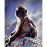 ROLF HARRIS; signed limited edition print, 'Backlit Baboons- Gibraltar II', no.108/195, signed lower