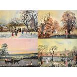 HELEN BRADLEY (1900-1979); four pencil signed prints, four seasons, 25 x 32cm, framed and glazed. (