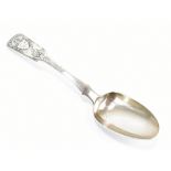 A mid to late 19th Century Russian 84 Zolotnik silver tablespoon, the floral decorated terminal