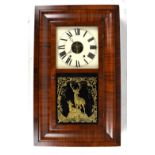 An early 20th century rosewood cased American wall clock, height 63cm.