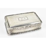 NATHANIEL MILLS; an early Victorian hallmarked silver snuff box of rounded rectangular form, with