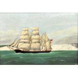 LATE 19TH CENTURY; oil on canvas, portrait of a clipper ship, signed lower left, 21 x 32cm, framed.