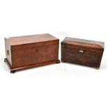 Two early 19th century mahogany tea caddies, width 33cm and 29cm (2).