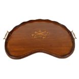 An Edwardian inlaid mahogany kidney shaped butler's tray, length 59cm.