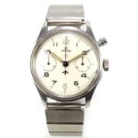 LEMANIA; a WWII period military issued stainless steel mechanical wristwatch, the circular set