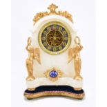 A late 19th century French alabaster and gilt metal eight day mantel clock, the circular chapter