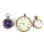 A circa 1900 silver open face pocket watch set with Roman numerals and subsidiary seconds dial, a