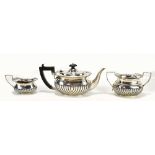 WILLIAM MAMMATT & SON; an Edward VII hallmarked silver bachelor's three piece tea service, with part