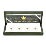 A set of four 100th Anniversary of The House of Windsor, 0.5g, 0.999 gold Salomon $10 coins, with