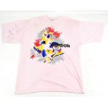 ROBBIE WILLIAMS; a pink Reebok T-shirt purportedly worn by the artist circa 1992 when a member of