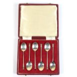 A cased set of Elizabeth II hallmarked silver coffee spoons, Sheffield 1961, length 9.5cm, approx