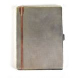 WILLIAM NEALE LTD; a George V hallmarked silver Art Deco rectangular engine turned cigarette case,