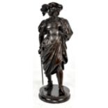 An early bronzed spelter figure of a cavalier, height 39cm (af).