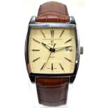 CHRISTOPHER WARD; a gentleman's stainless steel wristwatch, the squared dial set with baton numerals