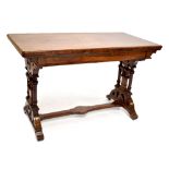 A good and large Victorian rosewood card table with green baize lined top and brass hinges on