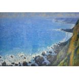 ROBERT JONES (20th century); 'The North Cliffs Past Wind', signed lower right, 66 x 97cm, framed and