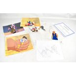 A collection of cels depicting Aladdin and Sinbad, each unframed.