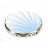 CRISFORD & NORRIS LTD; a George VI hallmarked silver and guilloche enamel circular mirrored compact,