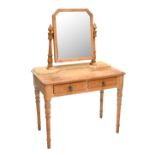 A rustic pine dressing table with two frieze drawers, width 90cm.