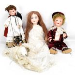 ARMAND MARSEILLE; three bisque headed dolls, each with articulated arms and legs, length of