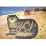 MARY FEDDEN (1915-2012); pencil signed limited edition print, 'Cat on A Cornish Beach 1991', 126/