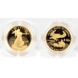 A 2008 American Eagle 1/4oz gold proof coin, with certificate stating weight 8.4g, encapsulated,