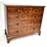 An early 19th century mahogany chest of four drawers on bracket feet, 103 x 115cm.Additional