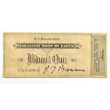 P T BARNUM; an original ticket to 'The Greatest Show on Earth', signed by P T Barnum and dated 1890.