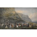 G HAYES; a large watercolour, 'The Fair at The Great Orme, 1878', signed, 59 x 98cm, framed and