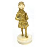 DEMETRE H CHIPARUS (1886-1947); a gilt bronze and ivory Art Deco figure of a young girl carrying a