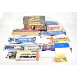 A group of boxed model vehicles including a Sumstar Bedford OB Duple Vista coach, Corgi Wheelz