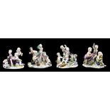 MEISSEN; a rare set of four 18th century four seasons figure groups, each modelled with four