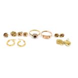 A small group of 9ct yellow gold and yellow metal jewellery variously stamped 375, etc, including