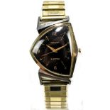 HAMILTON; a gold plated Pacer electric wristwatch with quarterly Arabic numerals, diameter of case